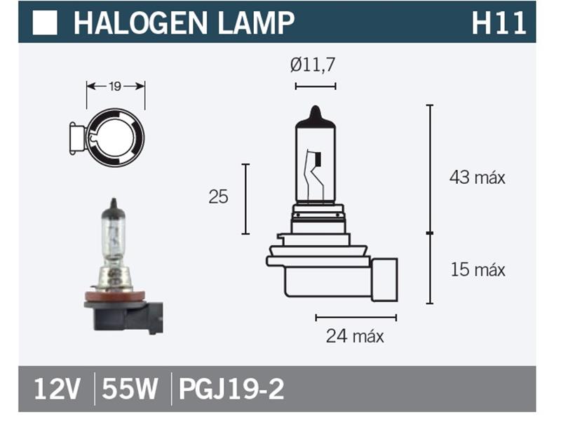 Žarnica Vicma H11 PGJ19-2 12V 55W