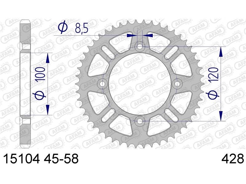 Alu zadnji zobnik AFAM 15104N-52 (428)