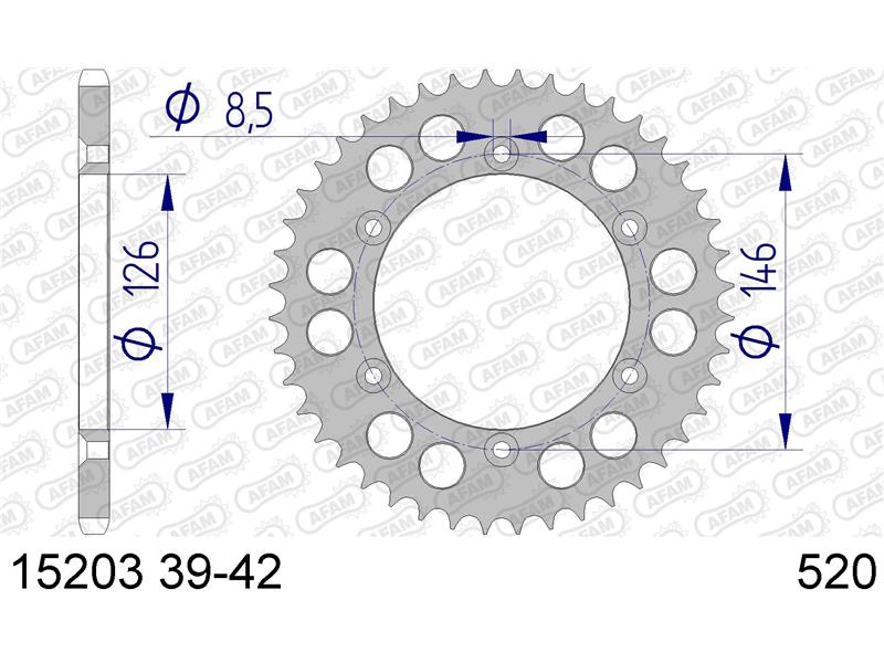 Alu zadnji zobnik AFAM 15203-44 (520)