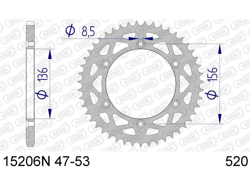 Alu zadnji zobnik AFAM 15206N-51 (520)