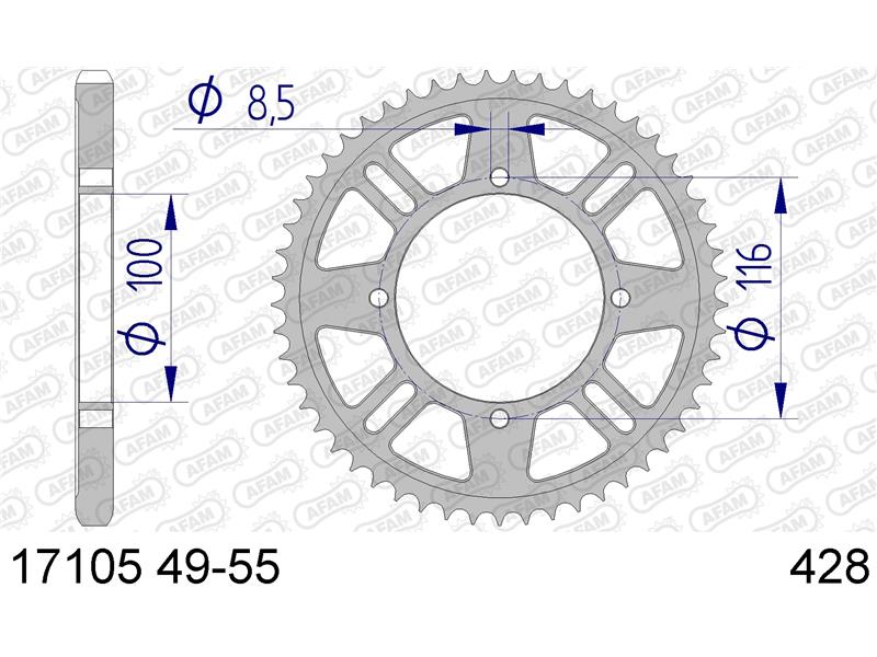 Alu zadnji zobnik AFAM 17105-51 (428)