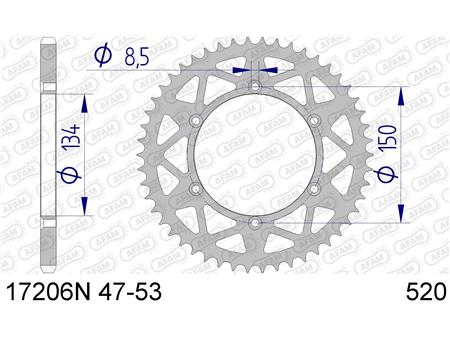Alu zadnji zobnik AFAM 17206N-47 (520)