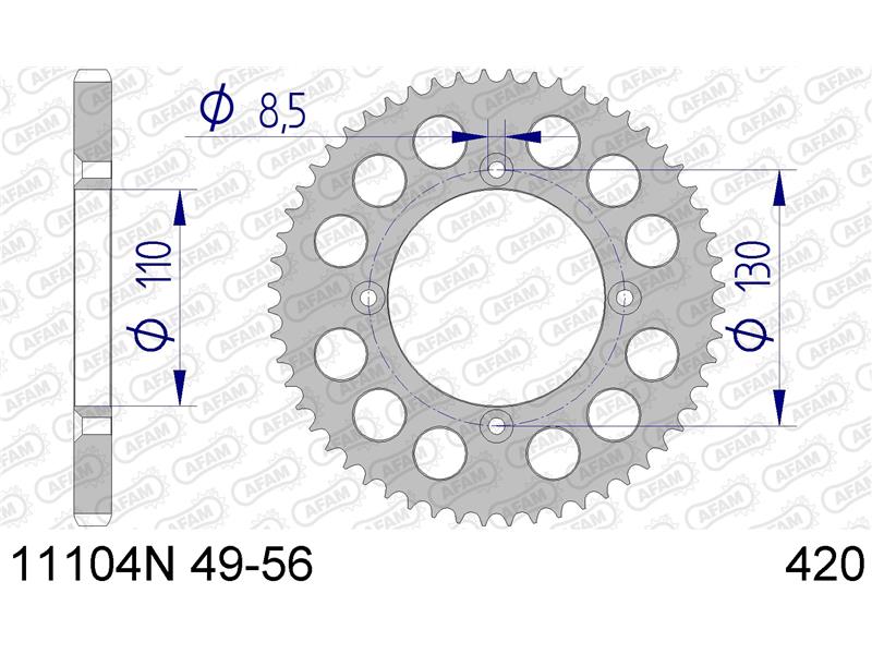 Alu zadnji zobnik AFAM 11104-48 (420)