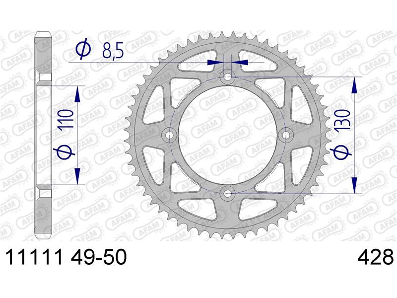 Alu zadnji zobnik AFAM 11111-50 (428)