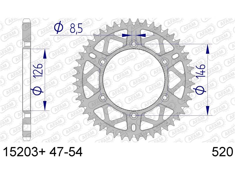 Alu zadnji zobnik AFAM 15203+47 (520)