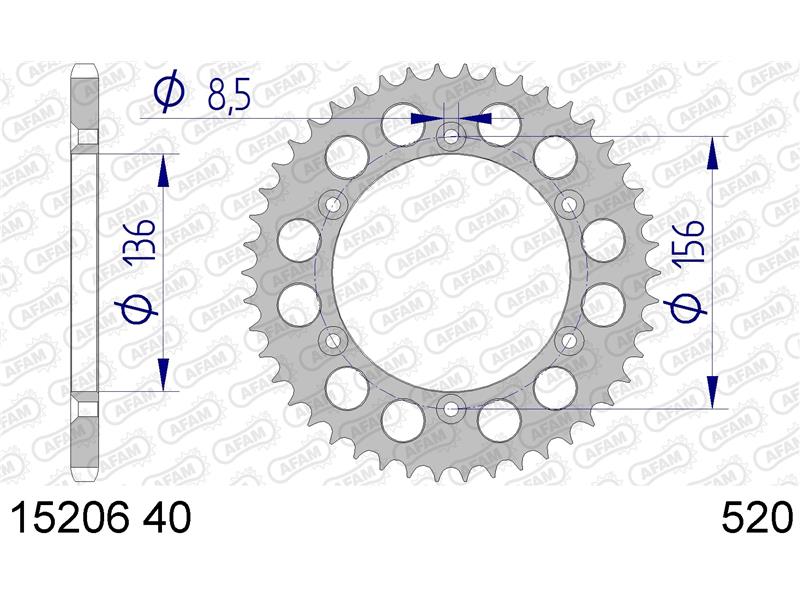 Alu zadnji zobnik AFAM 15206N-45 (520)
