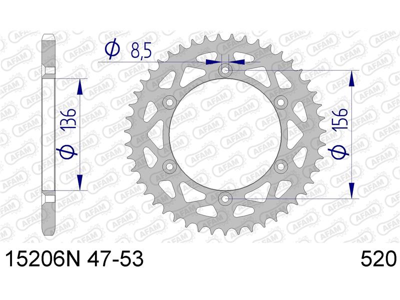 Alu zadnji zobnik AFAM 15206N-53 (520)