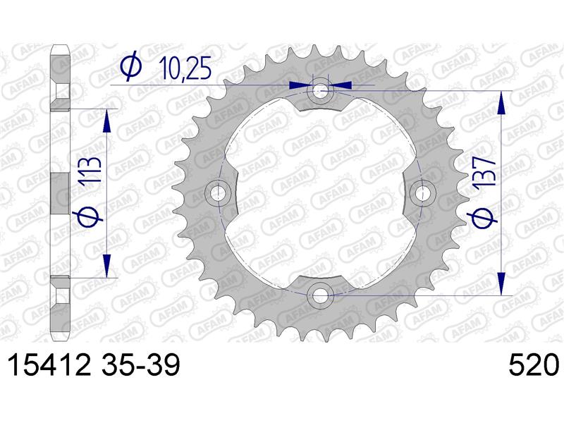 Alu zadnji zobnik AFAM 15412-37 (520)