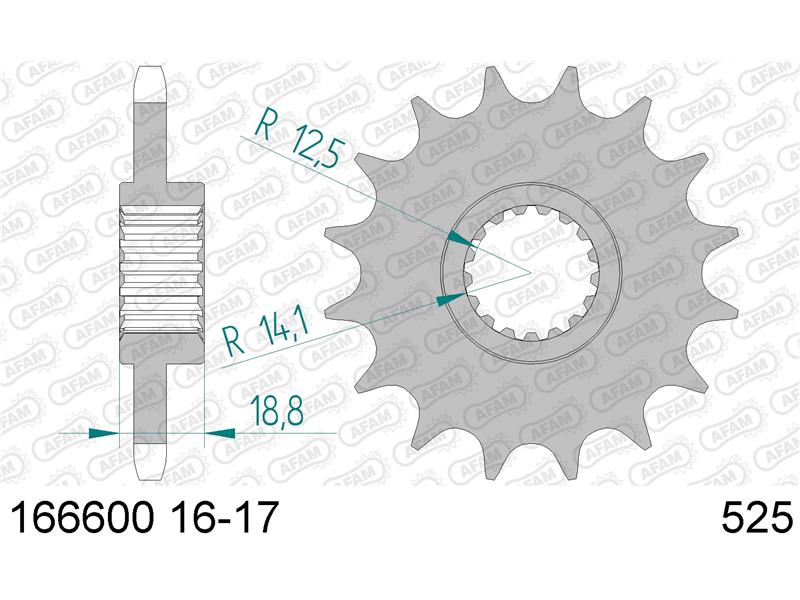 Sprednji zobnik AFAM 166600-16 (525)