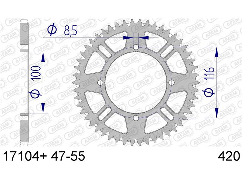 Alu zadnji zobnik AFAM 17104+50 (420)