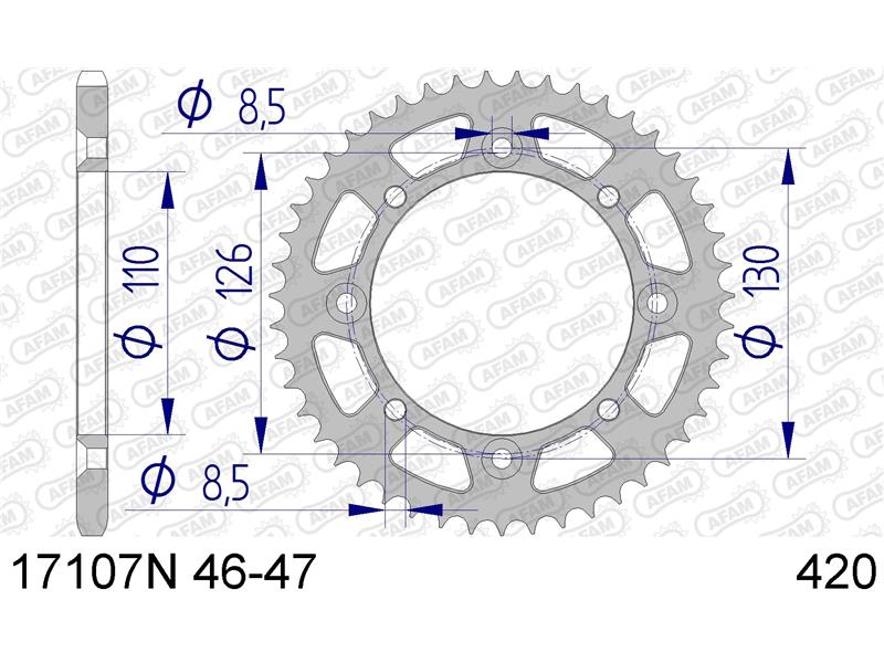 Alu zadnji zobnik AFAM 17107N-46 (420)