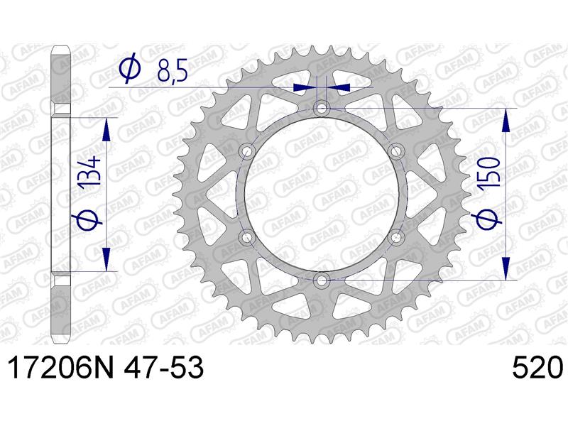 Alu zadnji zobnik AFAM 17206N-50 (520)