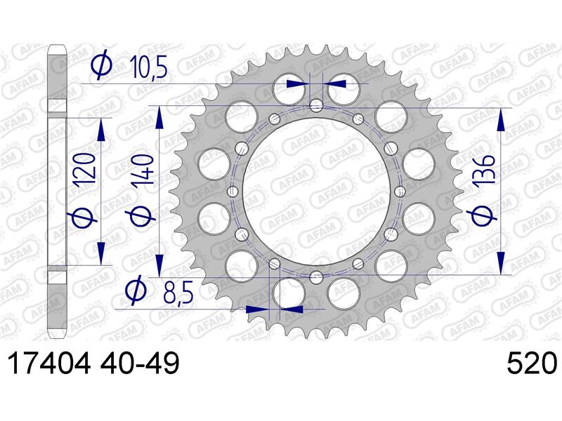 Alu zadnji zobnik AFAM 17404-42 (520)