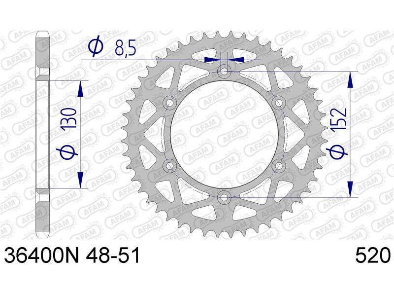 Alu zadnji zobnik AFAM 36400N-48 (520)