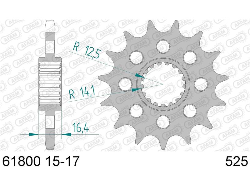 Sprednji zobnik AFAM 61800-17 (525)