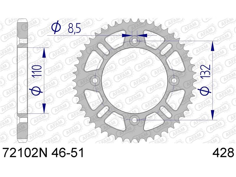 Alu zadnji zobnik AFAM 72102N-46 (428)