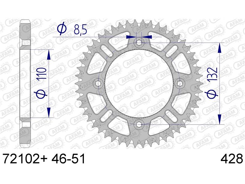 Alu zadnji zobnik AFAM 72102+49 (428)