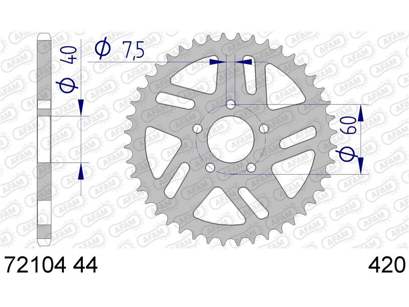 Alu zadnji zobnik AFAM 72104-44 (420)