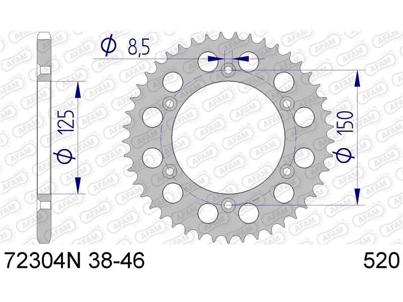 Alu zadnji zobnik AFAM 72304-38 (520)