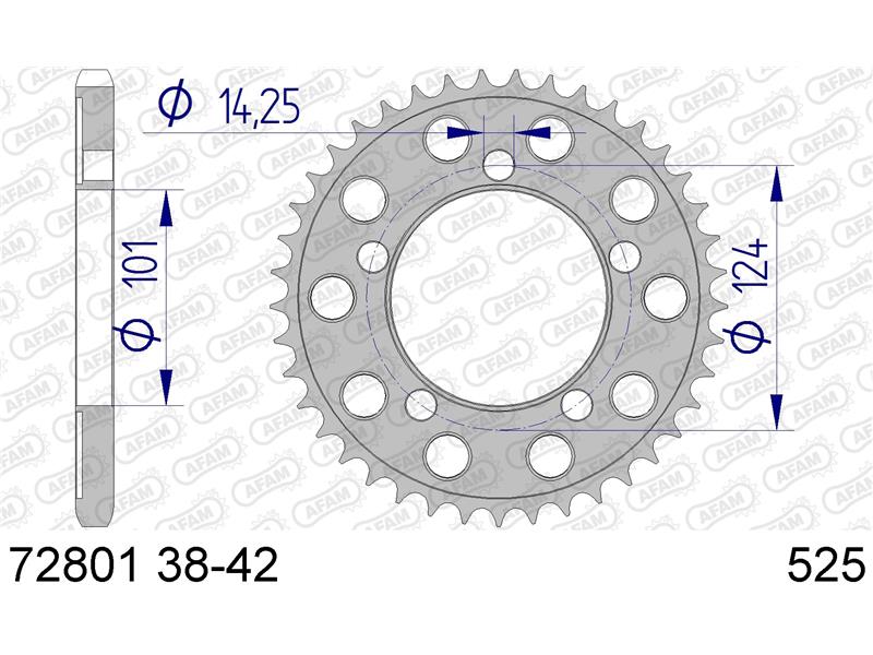 Alu zadnji zobnik AFAM 72801-38 (525)