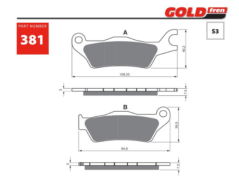 Zavorne ploščice GOLDFREN 381S3