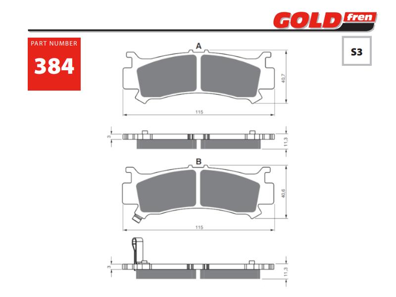 Zavorne ploščice GOLDFREN 384S3 z vzmetjo