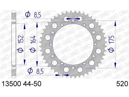 Alu zadnji zobnik AFAM 13500-44 (520)