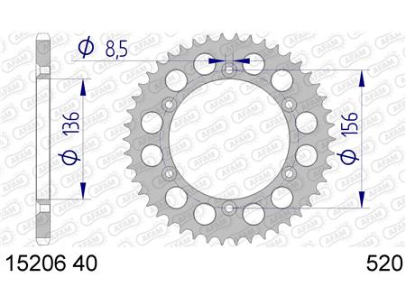 Alu zadnji zobnik AFAM 15206N-45 (520)