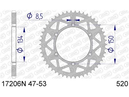 Alu zadnji zobnik AFAM 17206N-50 (520)