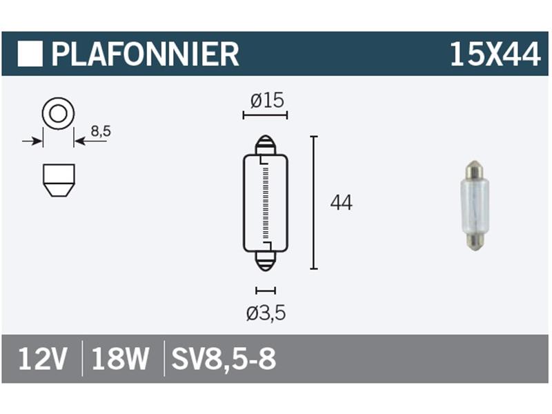 Žarnica Vicma 15X44 SV8,5-8 12V 18W