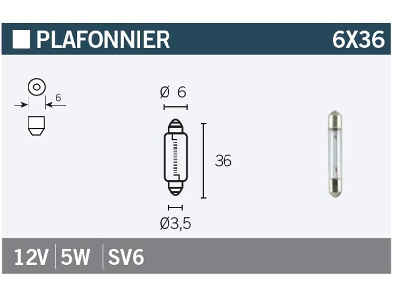 Žarnica Vicma 6X36 SV6 12V 5W