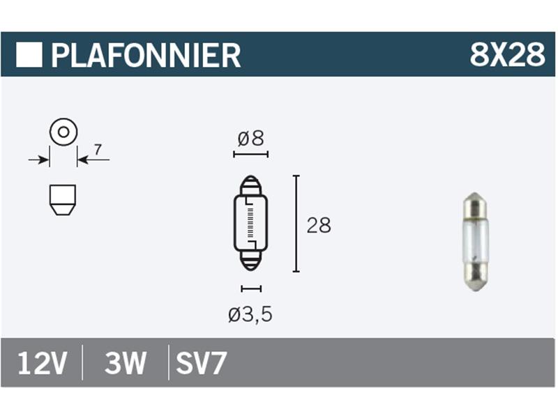 Žarnica Vicma 8X28 SV7 12V 3W