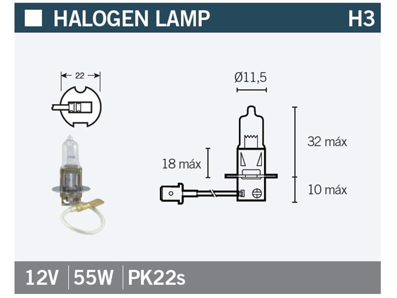 Žarnica Vicma H3 PK22s 12V 55W