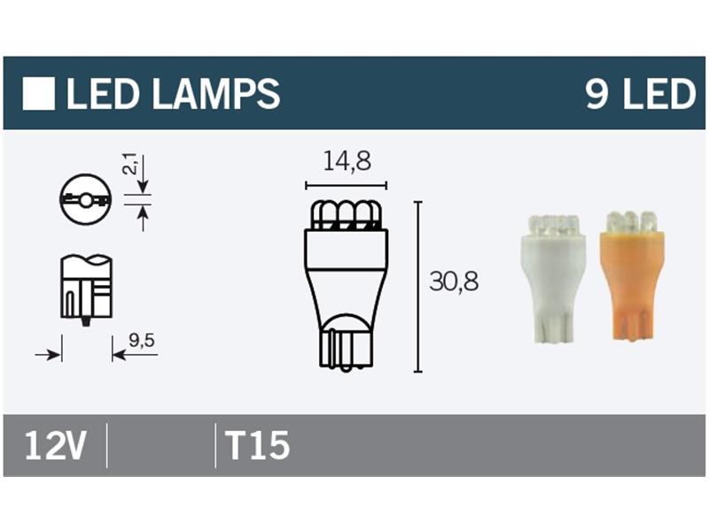 LED žarnica Vicma T15 12V 9LED (WY21W) oranžna