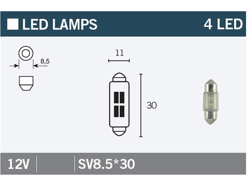 LED žarnica Vicma SV8.5*30 12V 4LED
