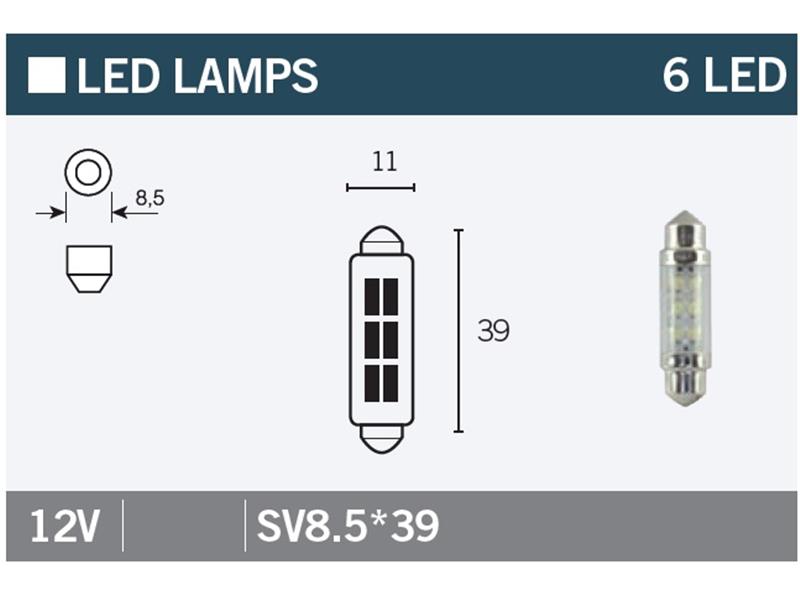 LED žarnica Vicma SV8.5*39 12V 6LED
