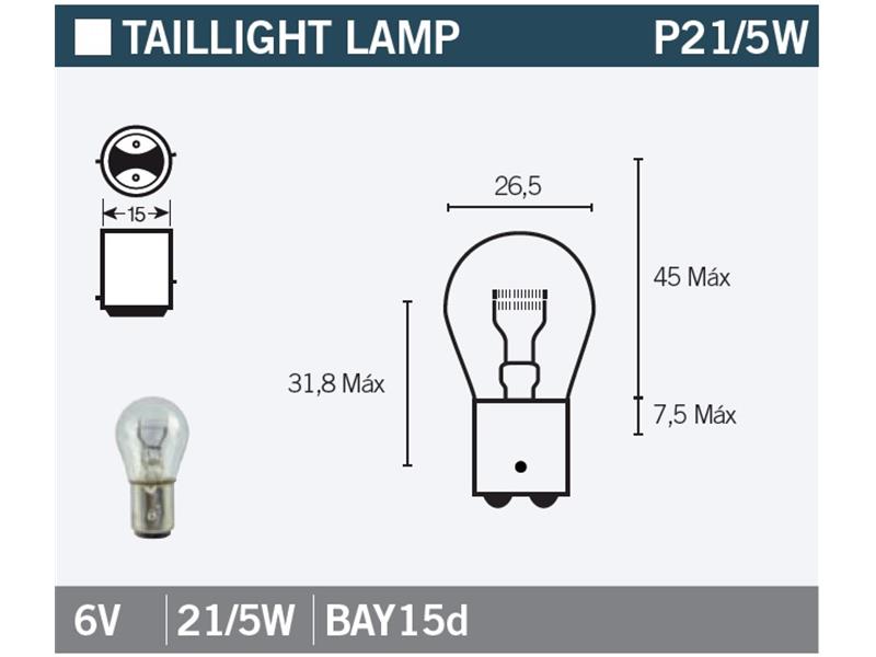 Žarnica Vicma P21/5W BAY15d 6V 21/5W
