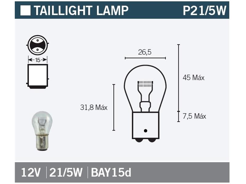 Žarnica Vicma P21/5W BAY15d 12V 21/5W