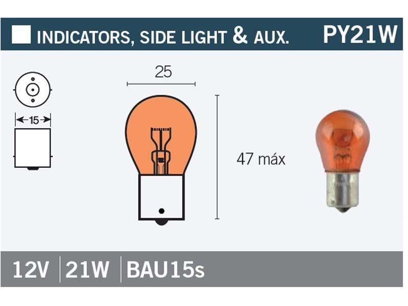 Žarnica Vicma PY21W BAU15s 12V 21W