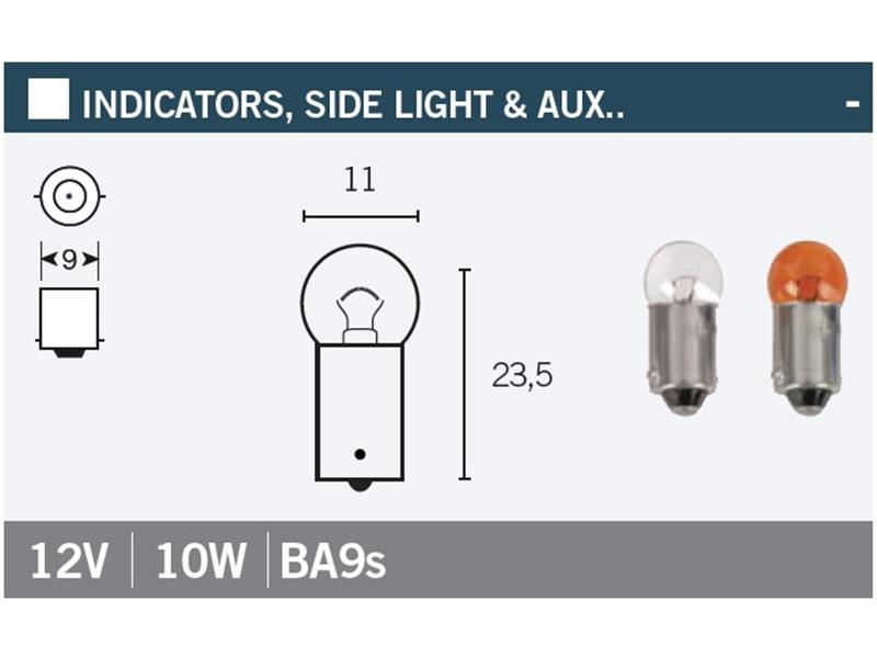 Žarnica Vicma BA9s 12V 10W oranžna