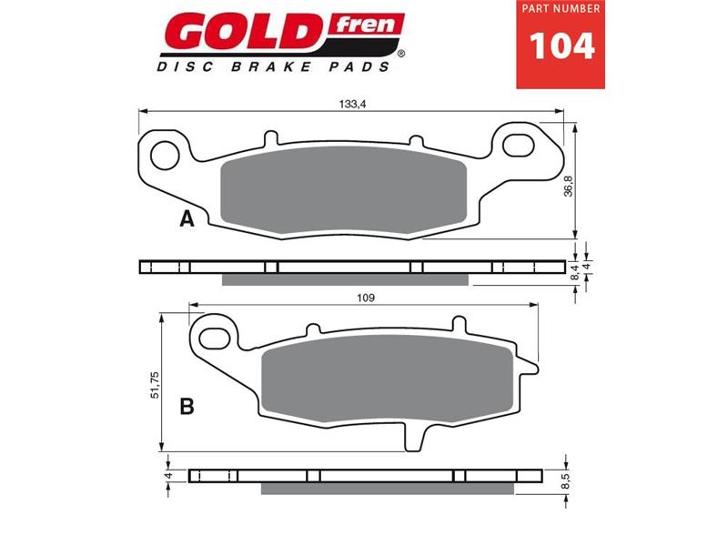 Zavorne ploščice GOLDFREN 104 S3