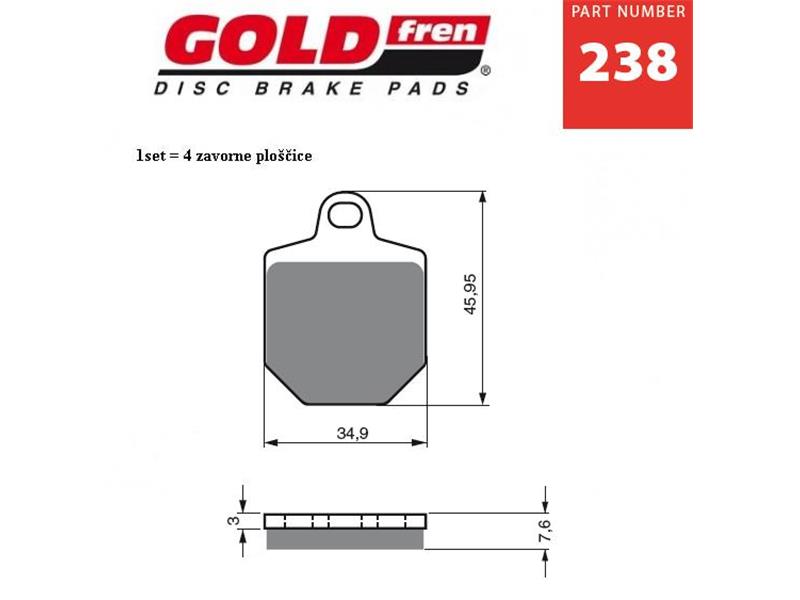 Zavorne ploščice GOLDFREN 238 S3