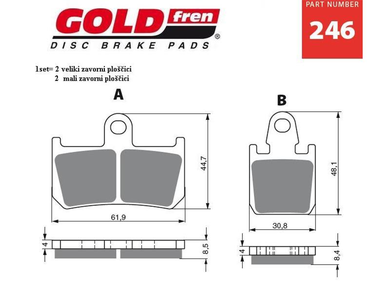 Zavorne ploščice GOLDFREN 246 S3