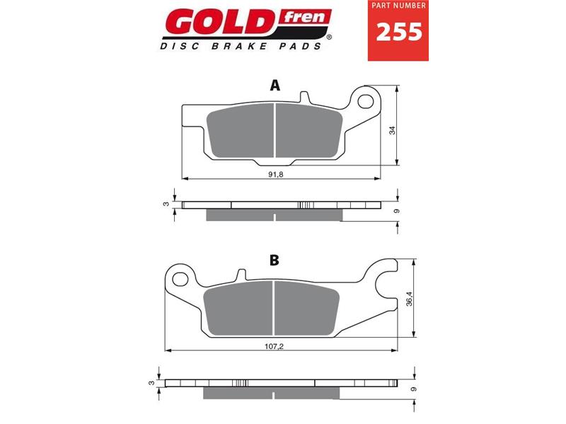 Zavorne ploščice GOLDFREN 255 K5