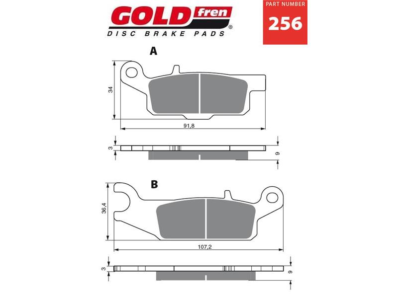 Zavorne ploščice GOLDFREN 256 S3