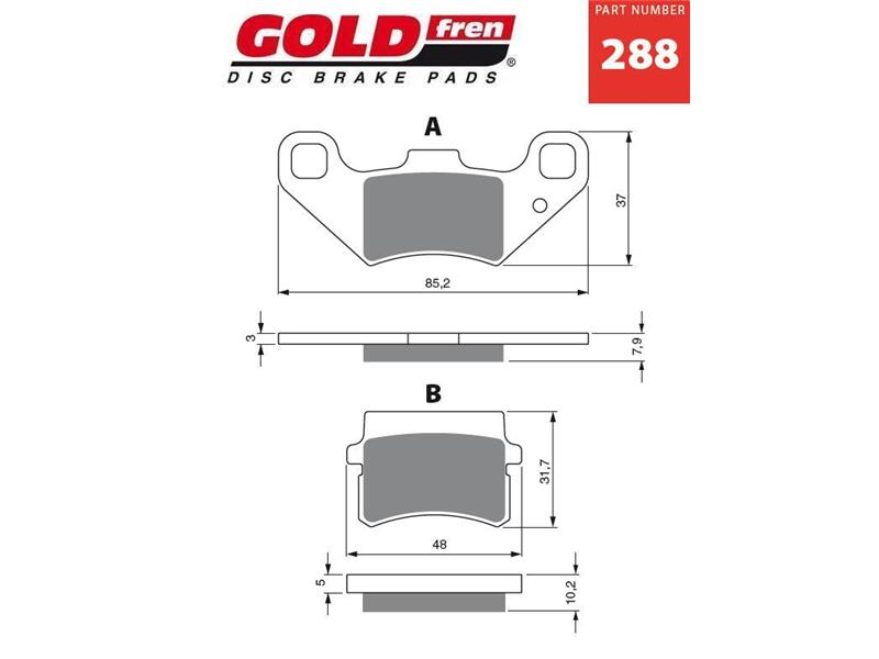 Zavorne ploščice GOLDFREN 288 K5