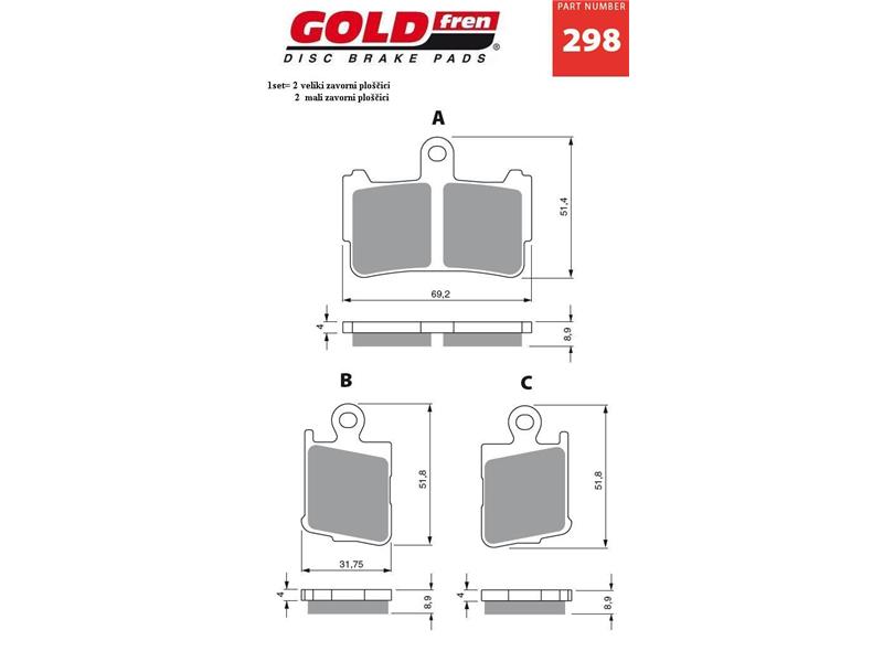 Zavorne ploščice GOLDFREN 298 S3