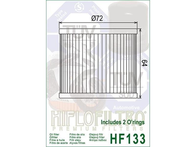 Oljni filter HIFLO z dvema O-tesniloma HF 133