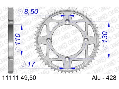 Alu zadnji zobnik AFAM 11111-50 (428)