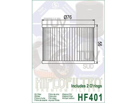 Oljni filter HIFLO z dvema O-tesniloma HF401